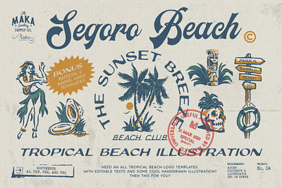 Segoro Beach Illustration Vol.1 badge badge design design illustration logo merchandise vintage vintage design vintage logo