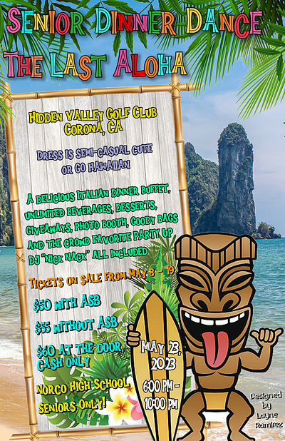 Senior Dinner Dance The Last Aloha graphic design