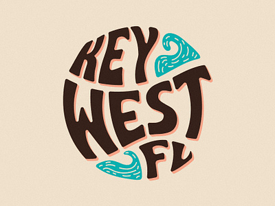 Key West, FL badge beach branding florida logo ocean tropical typography waves