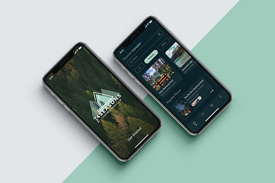 Camping and Hiking planner app UI design app design booking app camping app clean ui dark theme app design figma hiking app holiday destination app latest app design mobile app mobile design planner app shaprotech ui ux uxdesign
