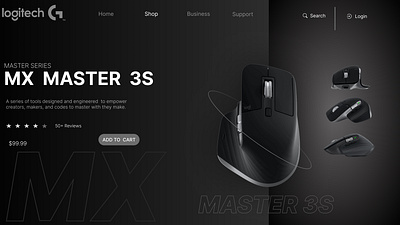 Logitech website landing page 3d black branding design graphic design illustration landingpage logitech logo mouse product ui vector web website