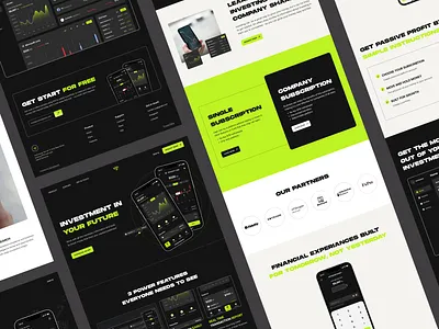 Vin — Fintech Landing Page app assets dark dark mode financial fintech graphic design green investing ios landing layout light mode mobile mockups neon platform ux web design