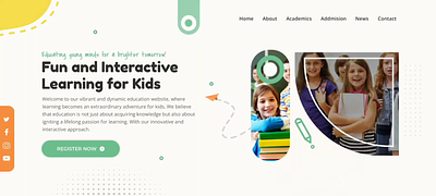 Kids Education Web Design design figma graphic design kids kids website landing page ui uiux ux web design website