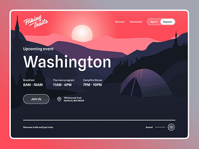 Hiking Trails – Lovingly Crafted Parallax Microanimtion. animation art branding conceptart design figma hike illustration ipadgraphicdesign landingpage motiongraphics mountain parallax responsive travel uidesign uiux uxdesign webdesign website