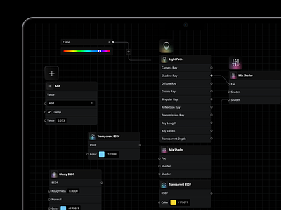 3D Node Editor dark design interface ui ux web