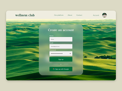 Welness Platform design sign up ui website wellness