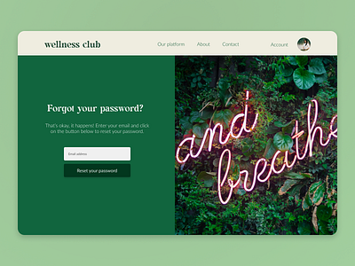 Screen Wellness Platform branding design platform reset password screen ui website