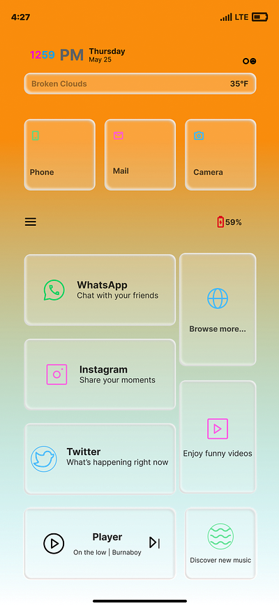 HOME SCREEN DESIGN FOR MOBILE PHONE