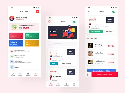 Rider Delivery App mobile design ui ui ux