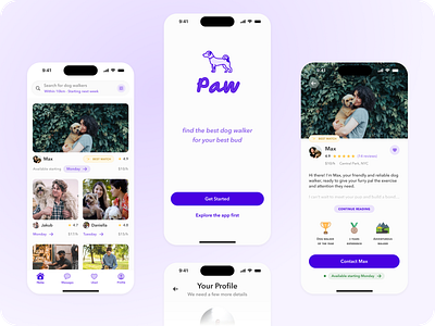 Paw: helping busy dog owners find their perfect dog walker app case study design ui ux