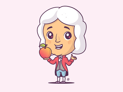 Sir Isaac Newton cartoon chibi funny illustration isaac newton mascot vector