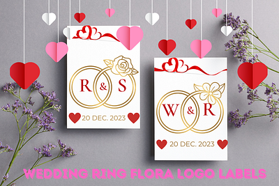Wedding Ring Flora Logo Labels logo design logos ring logos wedding logos