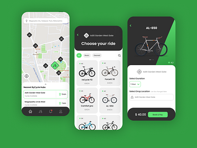 ByCycle - Rental App for Bicycles app design figma mobile ui ux