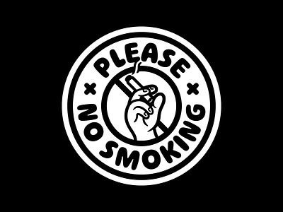 Please No Smoking badge cigarette design graphic design hand icon illustration metal no smoking patch sign simple smoke smoking typography vector