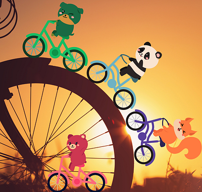 Baby animals enjoying a bike ride baby animals bike clipart clipart graphic design