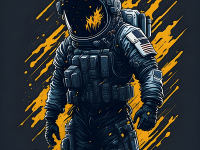 Combat Ready Trooper astronaut galaxy graphic design illustration space splash bac visual communication