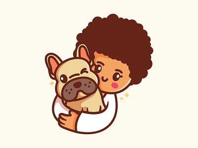 Love French adorable animal branding cartoon cute dog french french bulldog happy hug love mascot pet pets playful