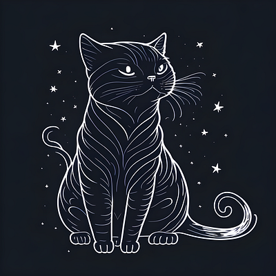 Night Space Cat artistic exploration cat graphic design illustration space