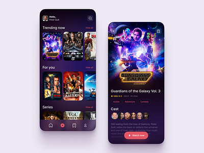 Movie Streaming Mobile App Concept app cinema concept design marvel movie streaming ui ux