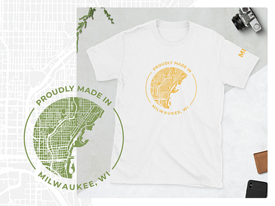 Made in MKE | T-Shirt Design brand branding city citydesign clean design graphic design illustration logo map milwaukee minimal mke proudly silhouette vector wi