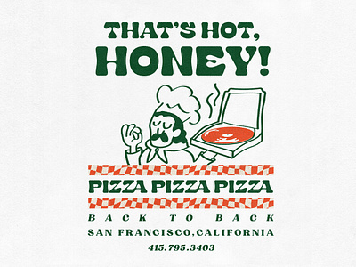 That's Hot, Honey! Illustration backtoback design honey illustration pizza wine