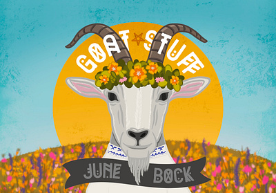 Goat Stuff June Bock beer beerlabel branding design graphic design illustration packaging procreate