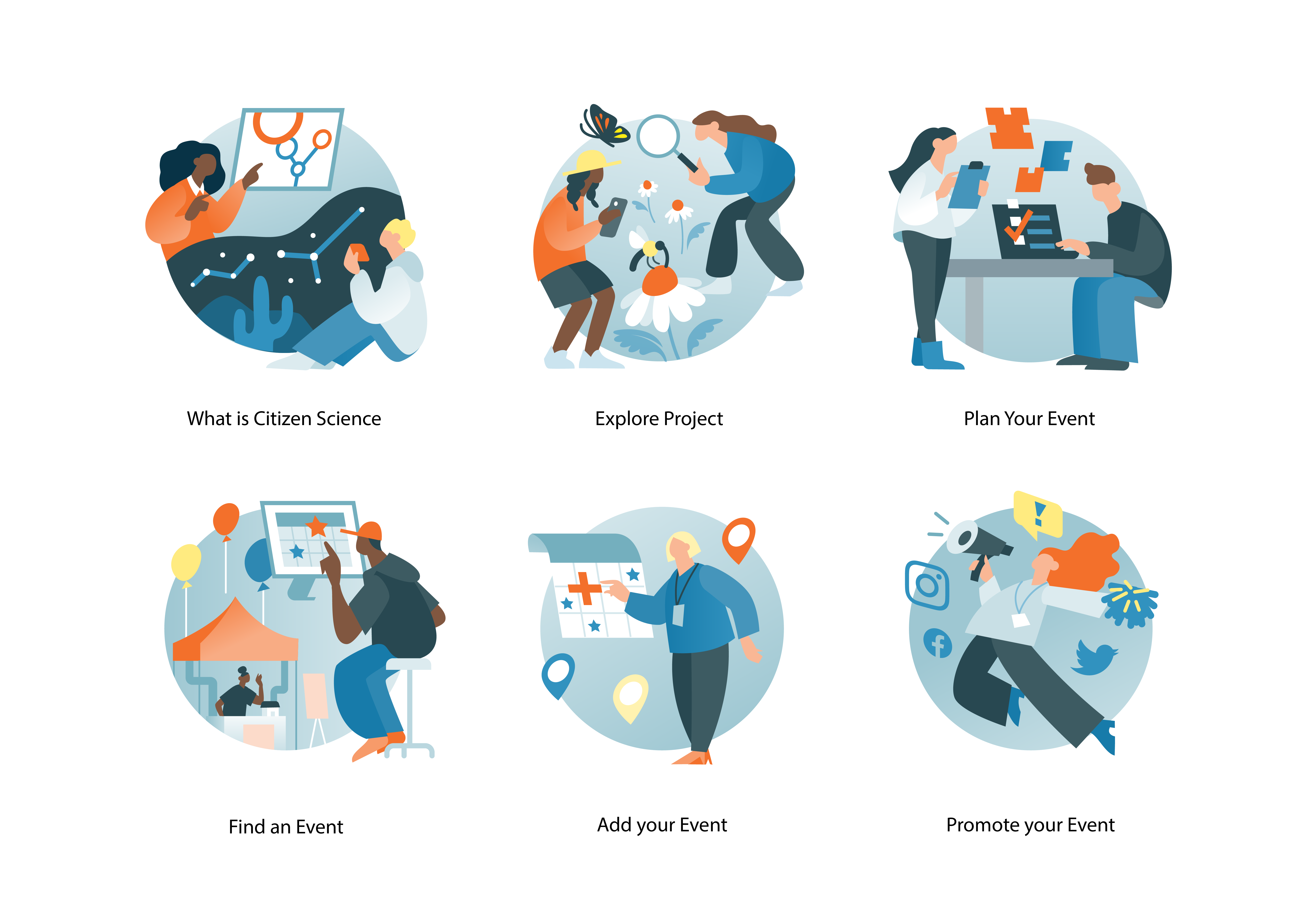 Citizen Science Month citizen science month icons line art science spot illustration vector