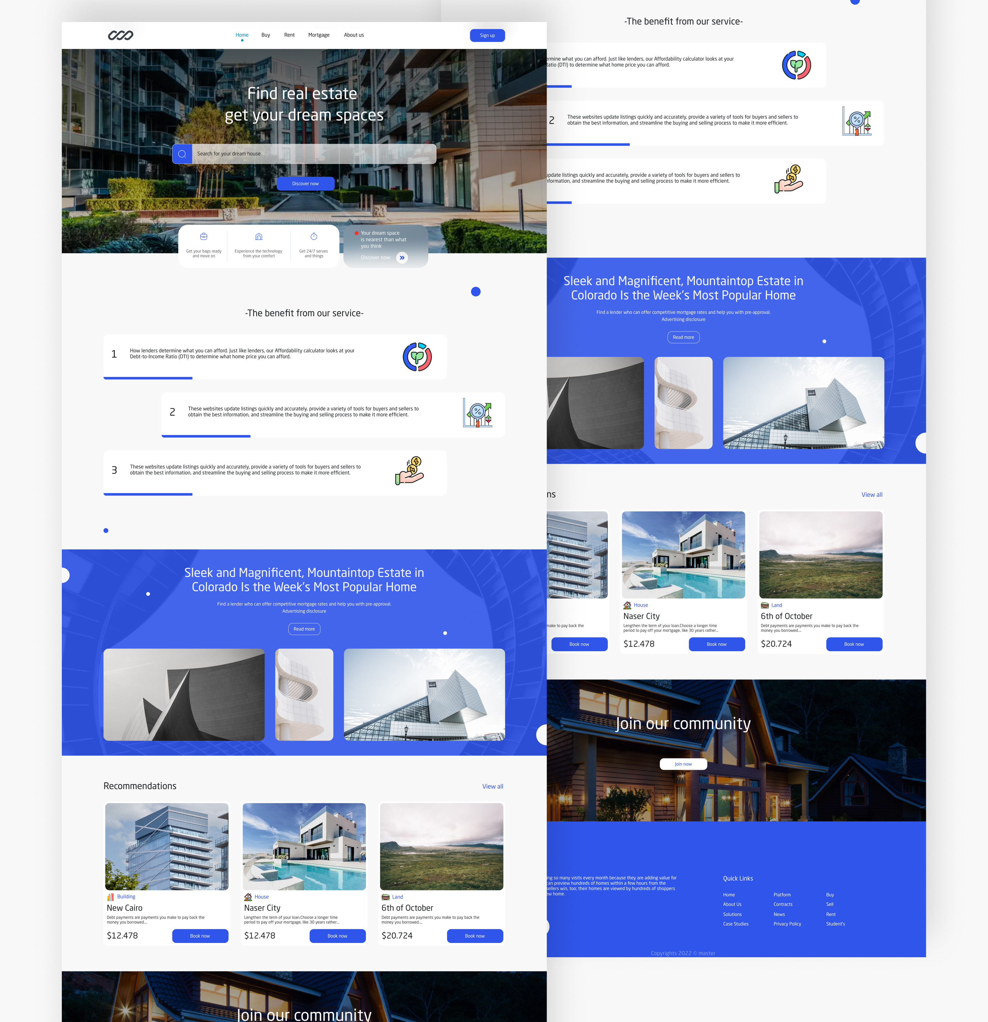 Real estate landing page ui website