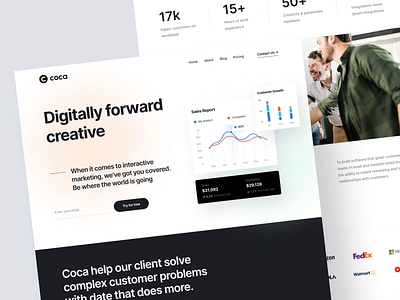 Coca - Digital Marketing Website agency analytic clean company corporate data digital graph kit landing marketing page platform responsive saas startup statistic template ui website