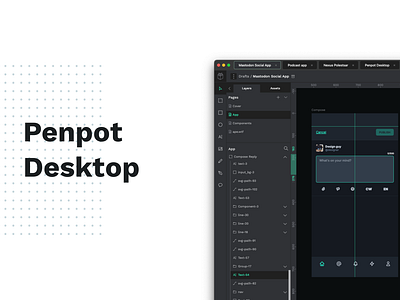 Penpot Desktop Promo #2 (Light/Dark) branding design graphics mac macos protoyping tabs ui