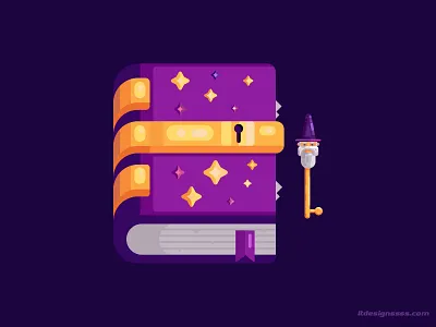 Book of Magic 2d book design designer flat art flat design flat illustration illustration illustrations key magic magic book mascot shapes vector wizard wizard key