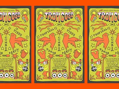 TROPICOSO POSTER cumbia dance handlettering illustration party poster typography
