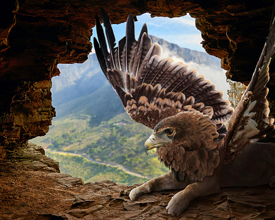 photo manipulation/composite: Gryphon's Cave cave composite griffin gryphon illustration manipulation photo composite photo manipulation