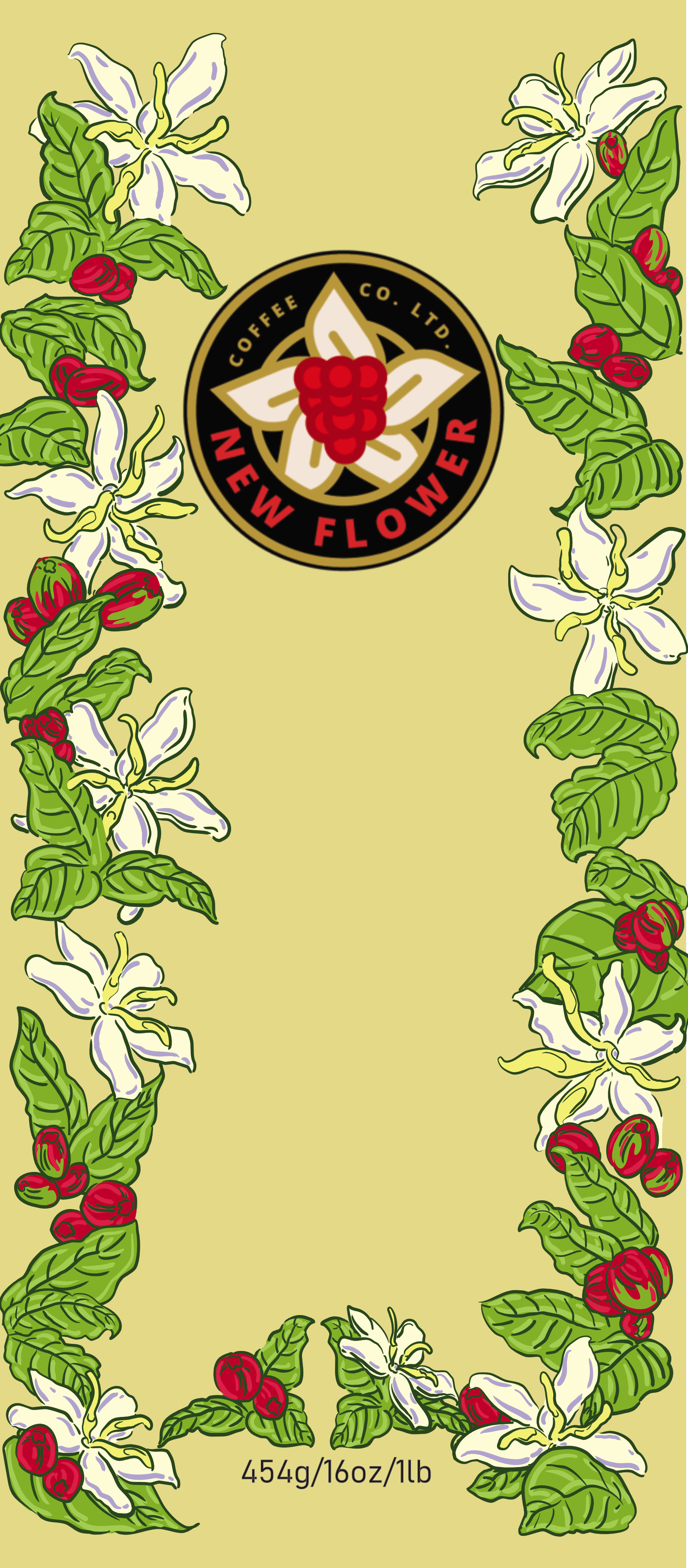 New Flower Coffee / Package Design botanical branding coffee graphic design illustration package design packaging pattern design print design vector