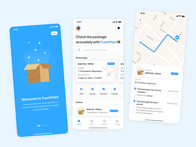 TrackMate - Package Tracking app app clean courier delivery design location map maps minimal package services shipping track track package tracking ui ux