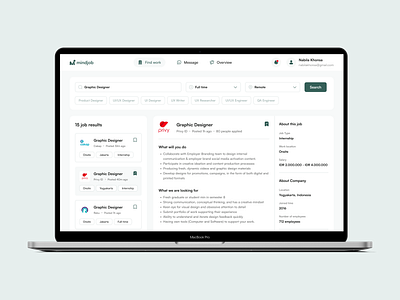 mindjob - job Finder Platform career dashboard exploration hiring platform job board job finder job platform job portal product design recruitment uiux web app