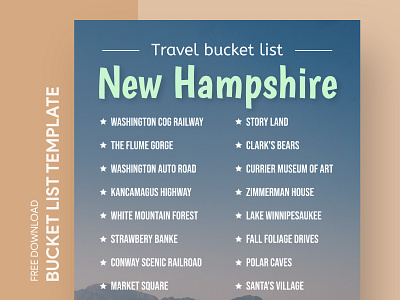 New Hampshire Travel Bucket List Free Google Docs Template bucket bucketlist checklist docs document goals google journey list print printing template templates todolist travel trip united states usa voyage wishlist