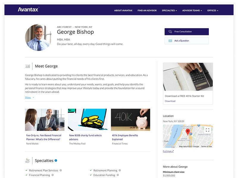 GuideVine Advisor Profile design profile saas webapp