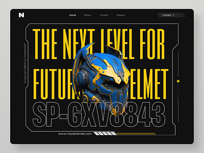 Noza - Futuristic Helmet Landing Page astrounut cyberpunk dark mode design exploration futuristic futuristic web deesign game website helmet hud robot robotic sci fi ui ux vector web design