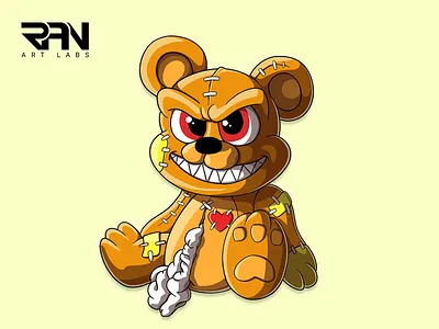 Cute evil teddy bear cartoon mascot character design cartoon character cartoon style cute mascot cute teddy bear evil teddy bear mascot merchandise t shirt teddy bear