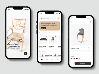 Furniture Store Mobile App chair clean design e commerce exploration furniture home madewithfigma table uidesign uiux uxdesign