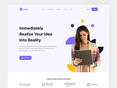 Sawal - Digital Agency Page agency agency website company creative creative agency creative direction design digital agency hero home page landing page portfolio portfolio website studio ui webdesign