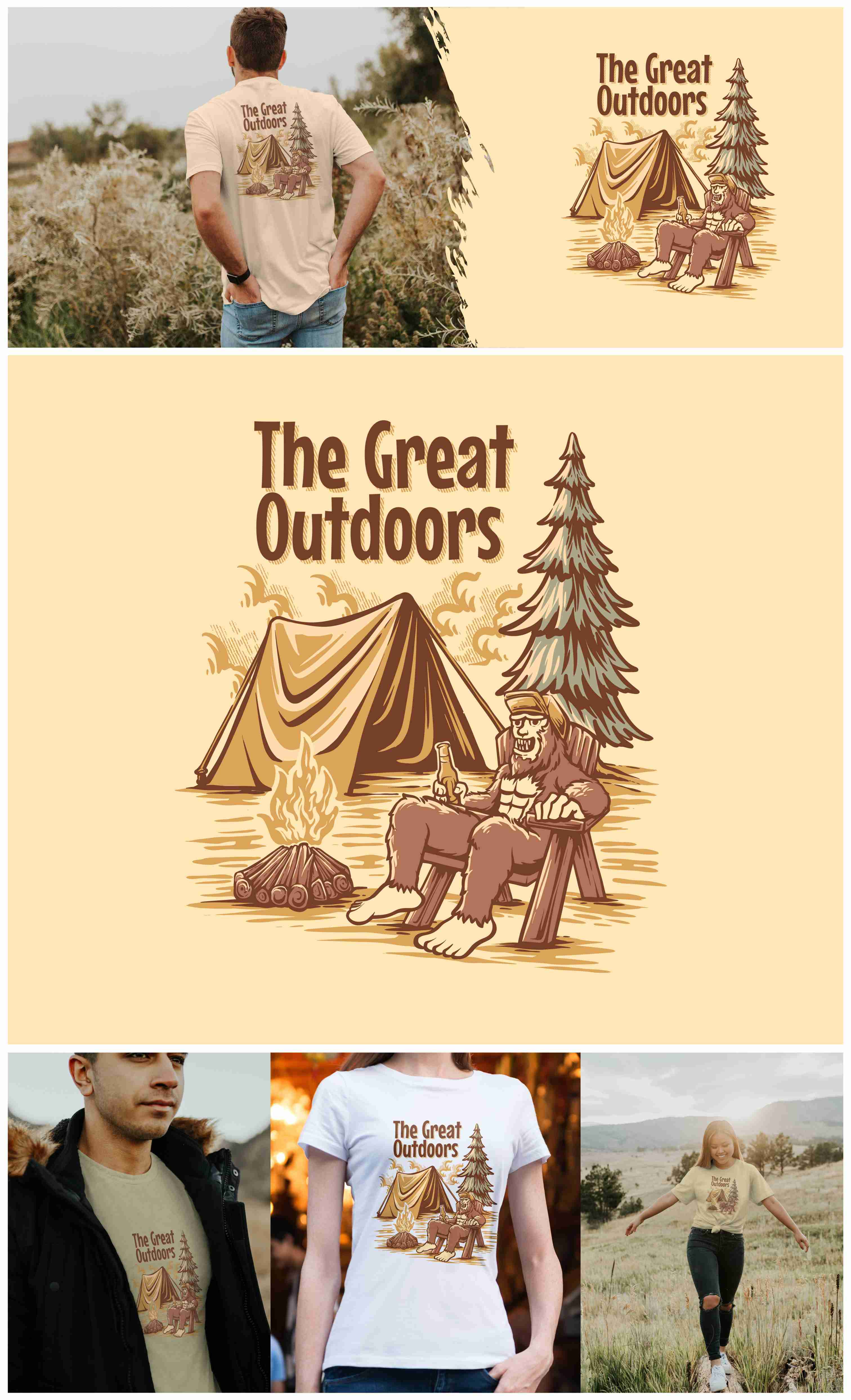Vintage Sasquatch Enjoys Living Outdoors Illustration adventure beach branding design graphic design illustration logo motorcycle mountain nature outdoor retro skull summer vector