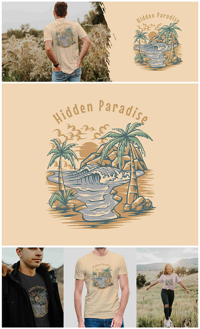 Vintage Summer Beach Vibes Hand Drawn Illustration branding design graphic design illustration logo mountain nature vector