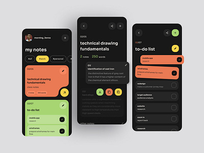 Notes Mobile App app design mobile notes text ui ux