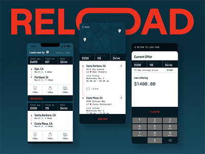 UI Concept for a Logistics App akira app design concept contrast convoy figma interface design logistics logo roboto mono trucking typography uber uberfreight ui user experience ux