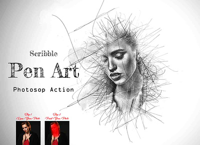 Scribble Pen Art Photoshop Action photoshop tutorial