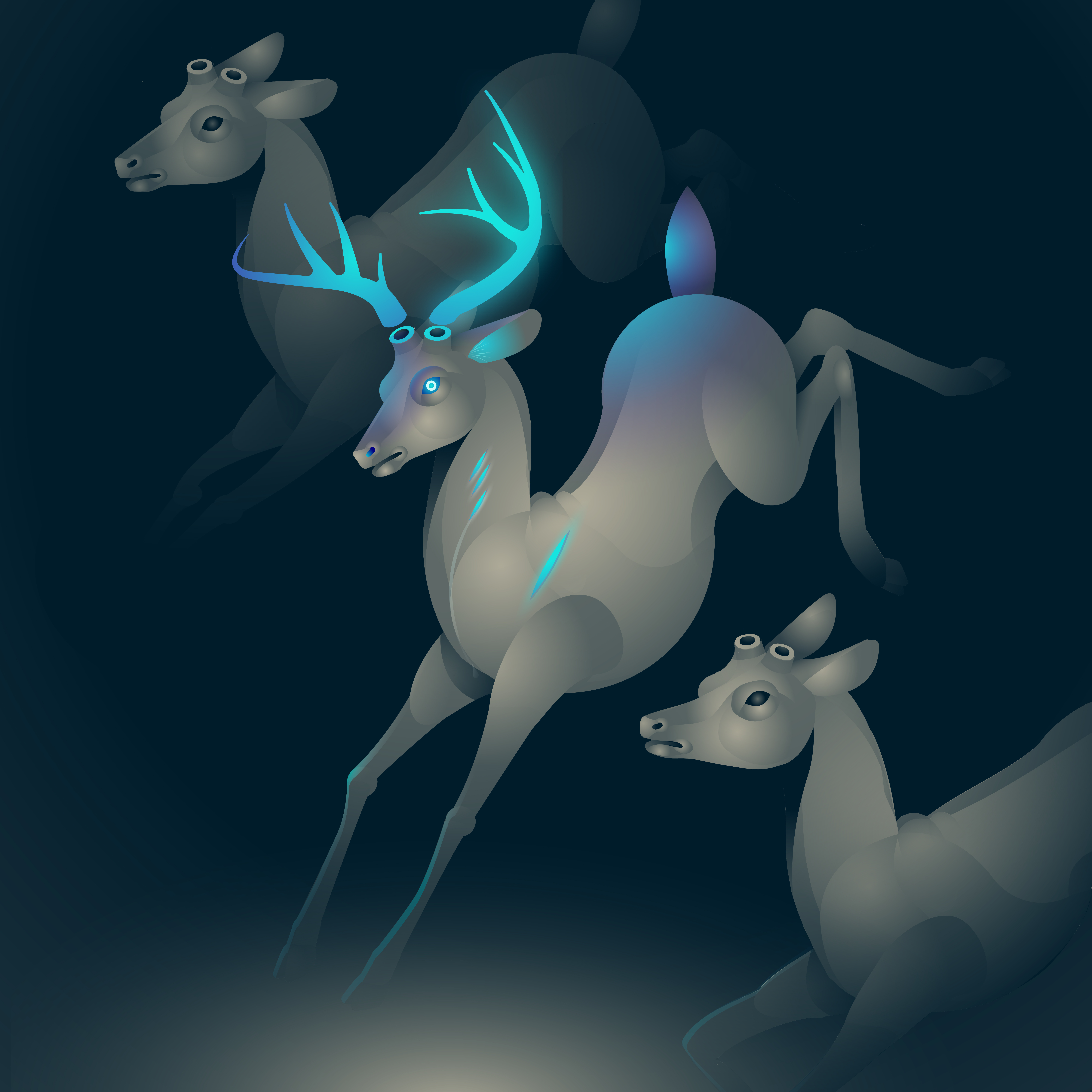 Being gloriously different animals brightcolour deer deer horn illustration minimal night pain vector vectorart