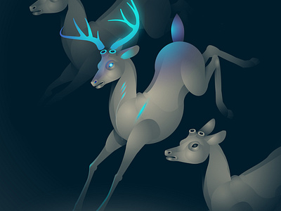 Being gloriously different animals brightcolour deer deer horn illustration minimal night pain vector vectorart