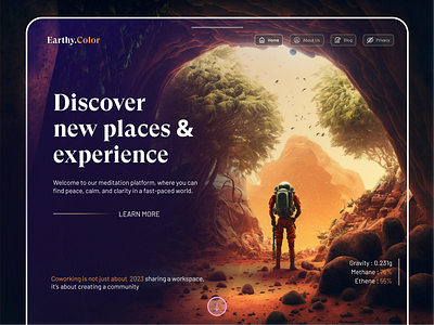 DreamWorld Web Landing Page With Illustration adventure branding design eartycolor homepage illustration kit landing meditation mrinmoy place space tour travel ui